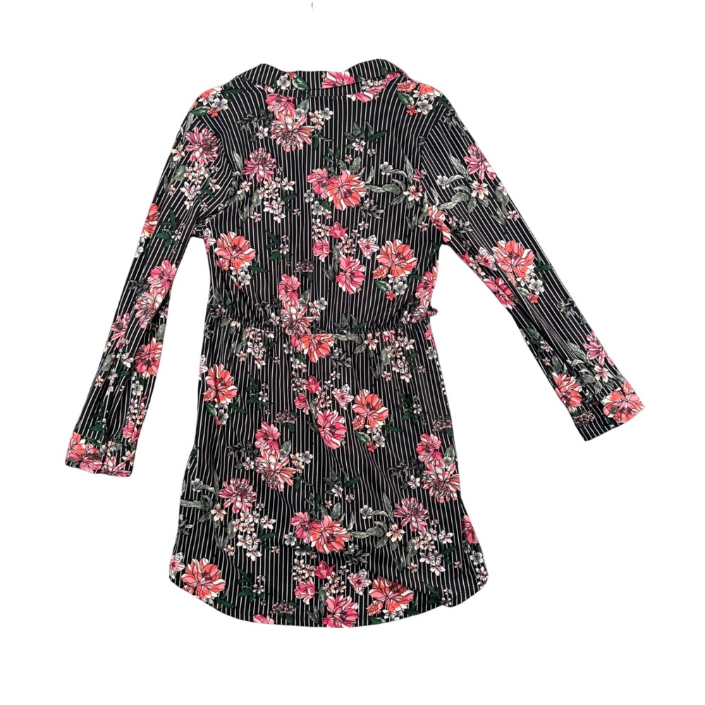 Derek Heart Print Shirt Dress L Y2K Indie Cottagecore Floral Stripe Button Up - Picture 3 of 9